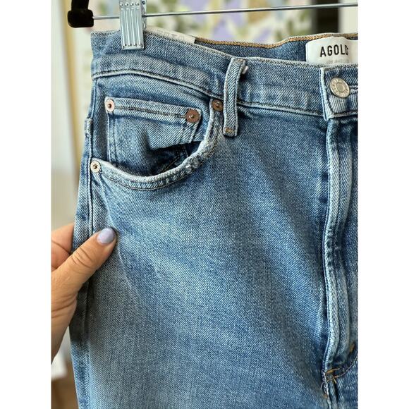 Agolde 90's Pinch Waist High Rise Straight Slim Jeans Medium Wash Womens Size 30 - Picture 5 of 12